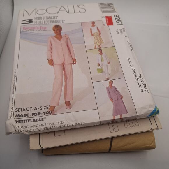 1998 MCCALL'S PATTERN 9267 MISSES JACKET, TOP, PANTS, SKIRT SIZE 16 - 20 - Picture 1 of 10